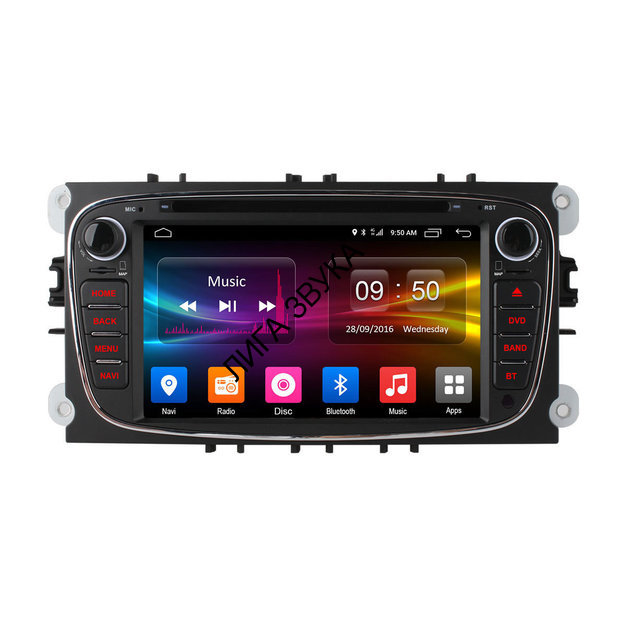 Штатная магнитола Ford Focus II, Mondeo, S-MAX, Galaxy, Tourneo/Transit Connect Carmedia OL-7202-8-MTK Android 6.0 черный
