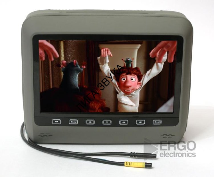 Подголовник ERGO ER9HD со встроенным DVD плеером и LCD монитором 9 (серый)