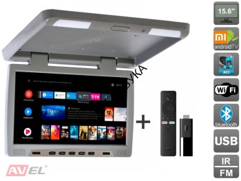 Потолочный монитор на Android Avel AVS115 (серый) + Xiaomi Mi TV Stick + AV1252DC AVIS Electronics AVS115 - Потолочный автомобильный монитор 15,6