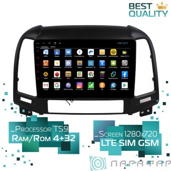 Штатная магнитола Hyundai Santa Fe 2006-2012 (рамка под 3 и 4 отверстия под кнопки) Parafar PF208XHD Android 8.1.0 4G LTE  Штатная магнитола Hyundai Santa Fe 2 2009-2011 Parafar PF208XHD Android 8.1.0 4G LTE 