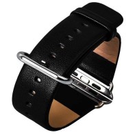 Ремешок кожаный iBacks Premium Leather Watchband для Apple Watch 38мм (классическая пряжка) - (ip60175) Black 