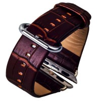 Ремешок кожаный iBacks Bamboo Knots Leather Watchband для Apple Watch 38мм (классическая пряжка) - (ip60173) Brown