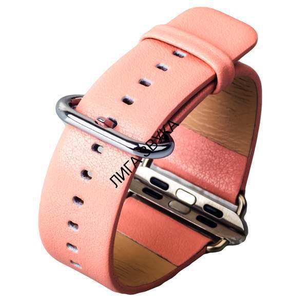 Ремешок кожаный iBacks Premium Leather Watchband для Apple Watch 38мм (классическая пряжка) - (ip60176) Pink