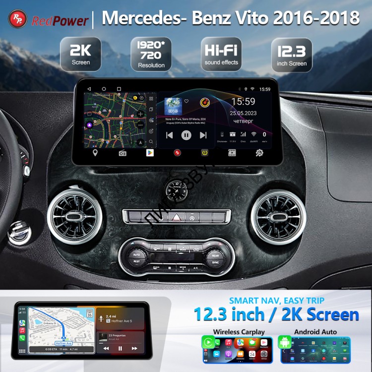 Штатная магнитола 12.3' Mercedes-Benz Vito 2016-2018 RedPower 75668 XL Hi-Fi