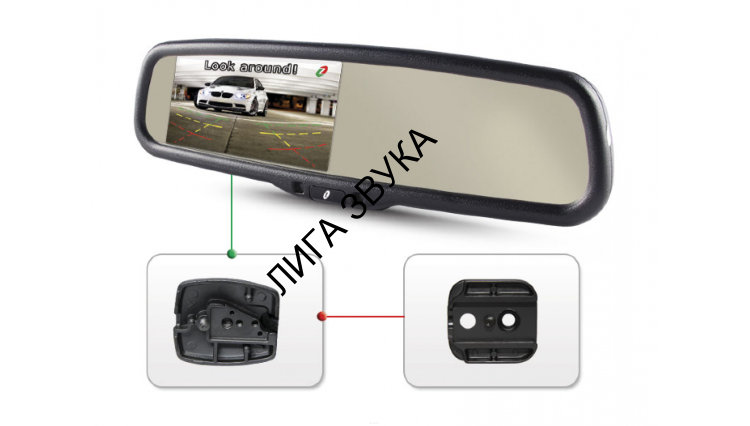 Зеркало с монитором 4.3" на штатное место Daewoo, Сhevrolet Gazer MU500 + Gazer MB012