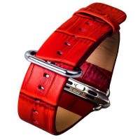 Ремешок кожаный iBacks Bamboo Knots Leather Watchband для Apple Watch 42мм (классическая пряжка) - (ip60178) Red