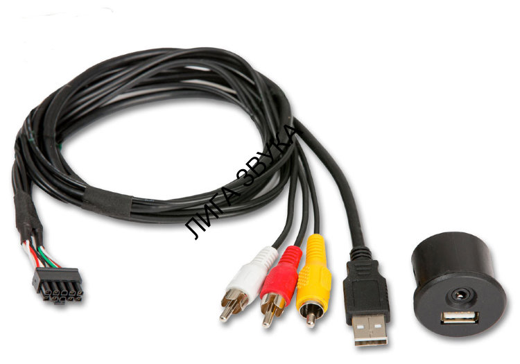 Удлинительный кабель USB и AUX с круглой монтажной площадкой (в прикуриватель) Alpine KCU-1A