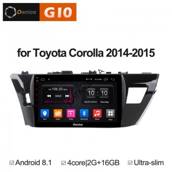 Штатная магнитола Toyota Corolla 2013-2016 E180 дорестайлинг, вместо штатной рамки Roximo Ownice G10 S1603E Android 8.1   Штатная магнитола Toyota Corolla E160 Ownice G10 S1603E Android 8.1  