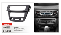 Переходная рамка Renault Megane III 2008+, Fluence 2010+ Carav 11-152 1-DIN Серый