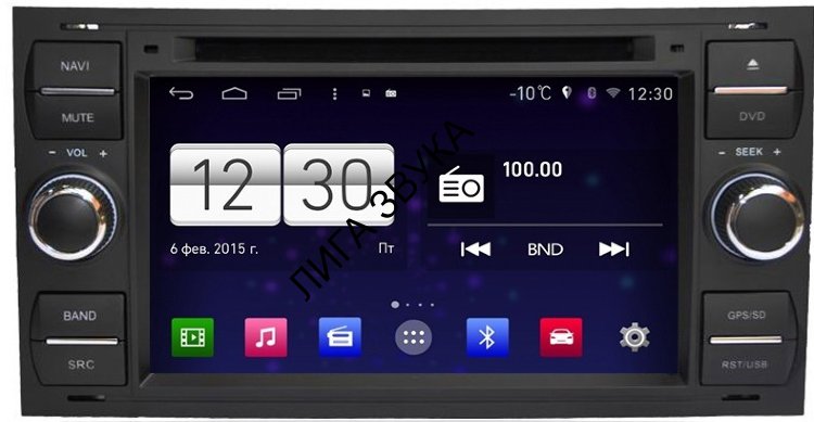 Штатная магнитола Ford Focus 2 2005-2008, Transit 2006+, C-Max, S-Max, Galaxy, Fusion FarCar M140 Android 4.4