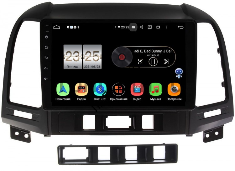 Штатная магнитола Hyundai Santa Fe II 2005-2012 LeTrun PX409-9052 Android DSP, IPS, с голосовым ассистентом