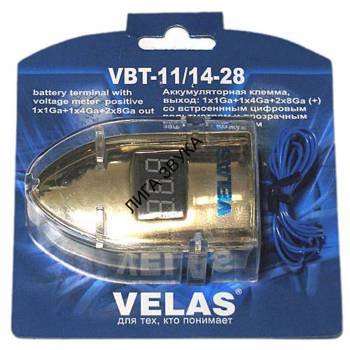 Аккумуляторная клемма с вольтметром Velas VBT-11/14-28